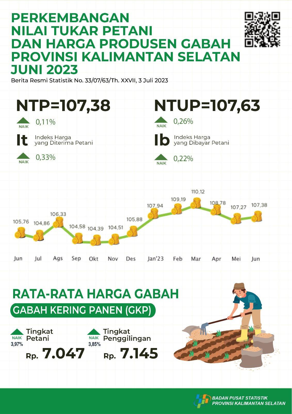 Perkembangan Nilai Tukar Petani dan Harga Produsen Gabah Juni 2023